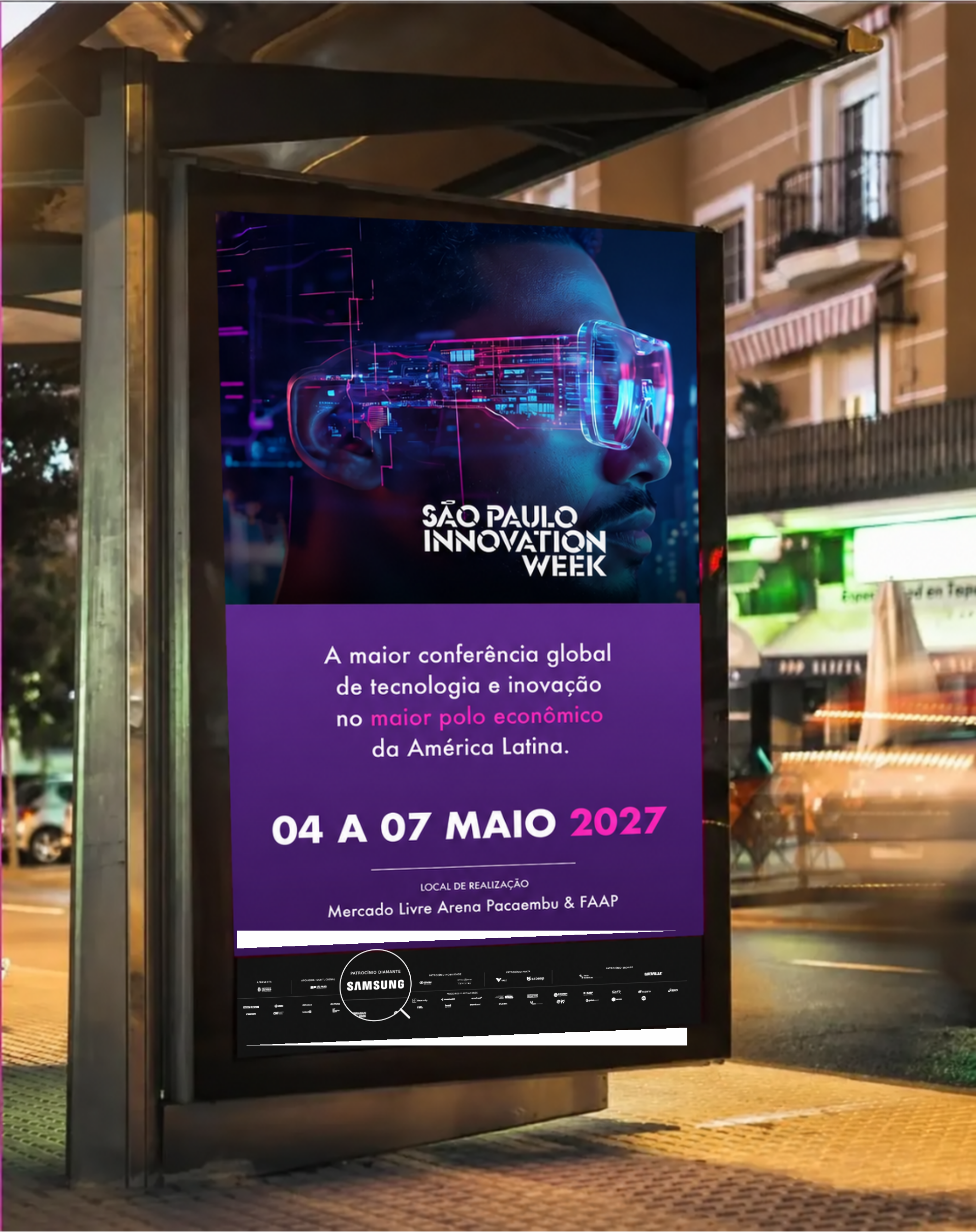 Mesmo mockup aprovado de mídia OOH, exemplo no Rio de Janeiro.