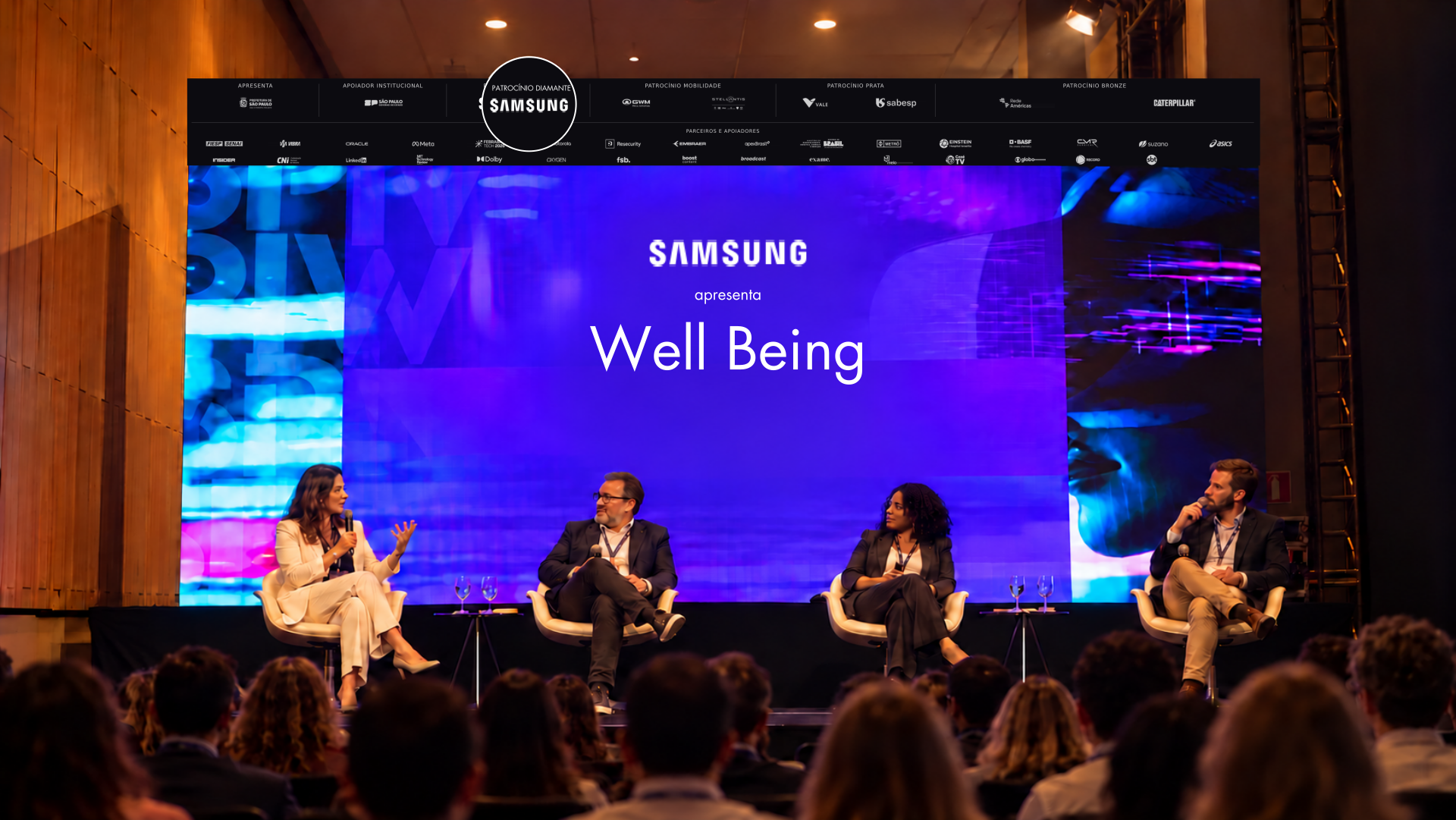 Simulação de assinatura Samsung apresenta Well Being no palco SPIW.